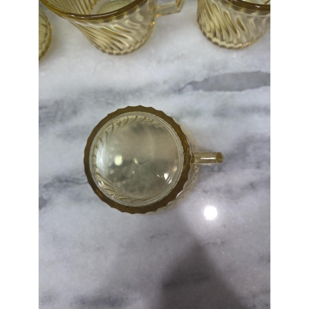 Federal Glass Diana Amber Yellow Coffee Cups, Set of 4, Vtg‎ Twisted Optic Glass - Picture 7 of 9
